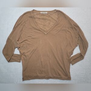 Free People We The Free On My Mind V Neck Shirt Long Sleeve Sz XS Light Earth